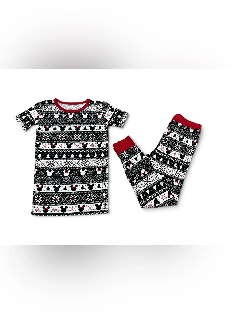 Little Sleepies Disney Mickey Fair Isle Bamboo Pajama Set Unisex Boys Girls 7/8